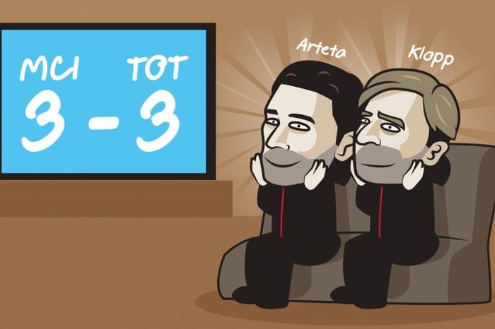 Biếm họa 24h: HLV Klopp và HLV Arteta hào hứng cổ vũ cho Tottenham