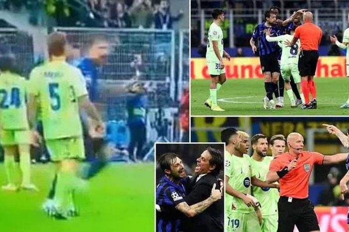 Tình huống gây tranh cãi ở trận Inter Milan - Barcelona
