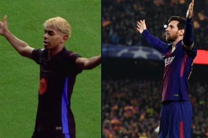 Yamal ăn mừng giống Messi