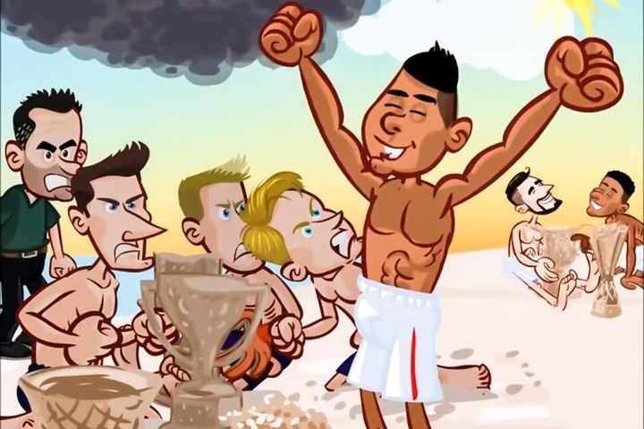 Biếm họa Man United bắt nạt Barca