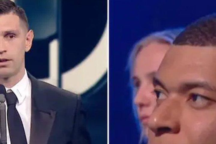 Mbappe khó chịu khi Emi Martinez lên nhận giải