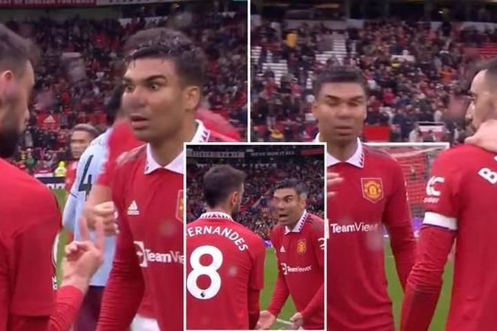Casemiro tức giận mắng Bruno Fernandes suýt hại MU phút cuối