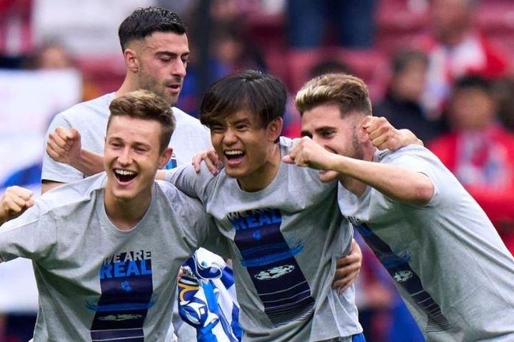 Kubo cùng đồng đội vỡ òa khi có vé dự Champions League