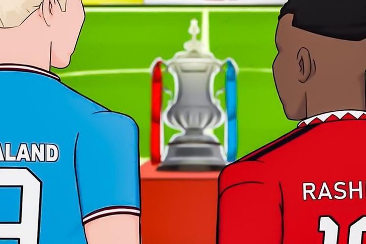 Biếm họa cuộc đua FA Cup giữa MU và Man City